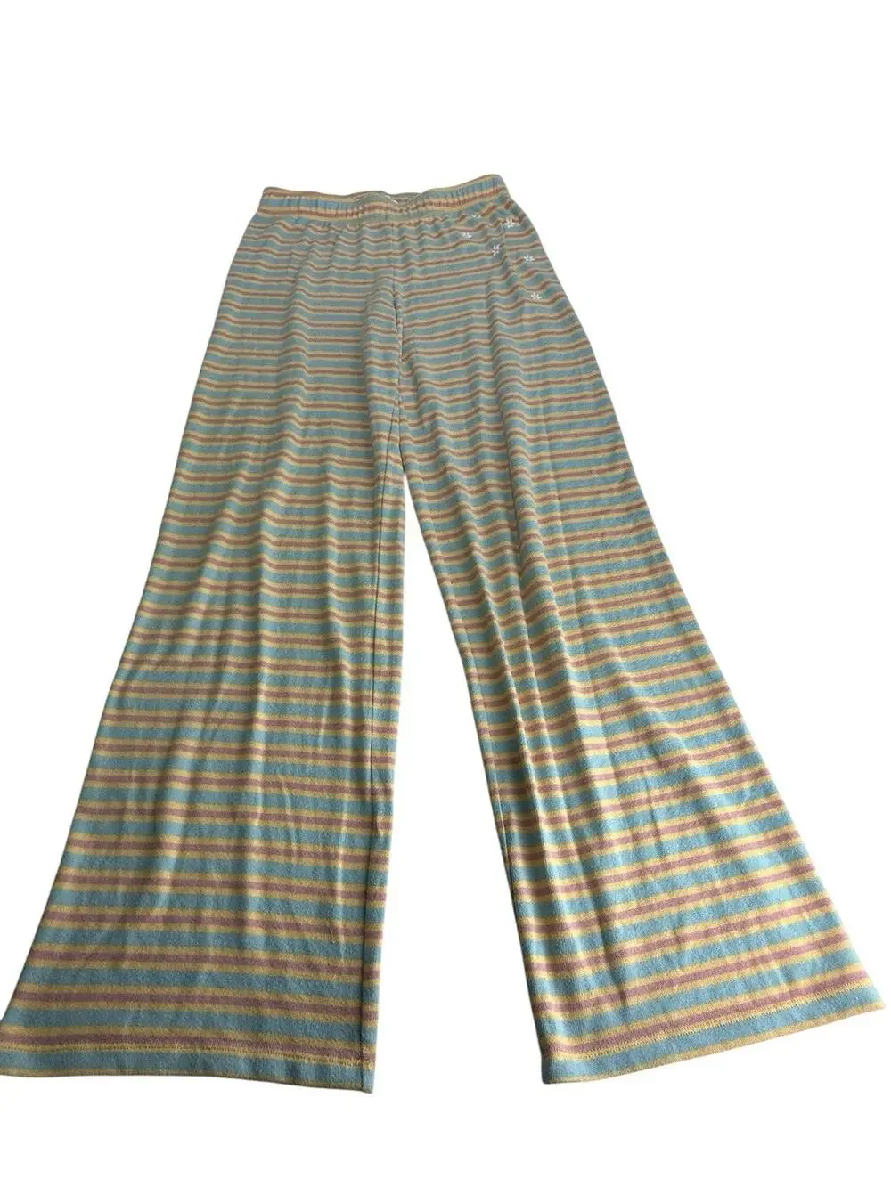 pj salvage Women’s Size XS striped pajama lounge pants daisy detail